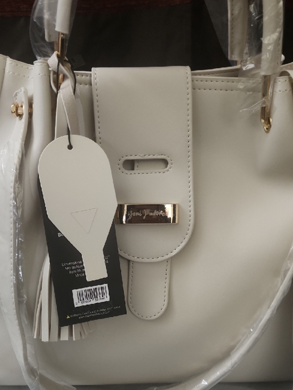Cream Structured Top-Handle Tote - Picture 2 of 5
